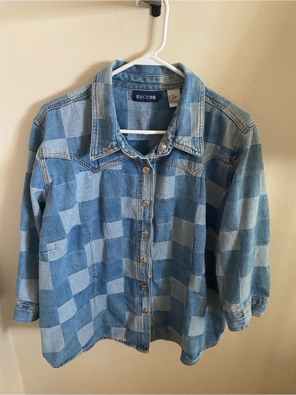 Baccini Vintage Patchwork Denim Shirt Jacket Size 22, 90’s Y2K - Picture 2 of 6